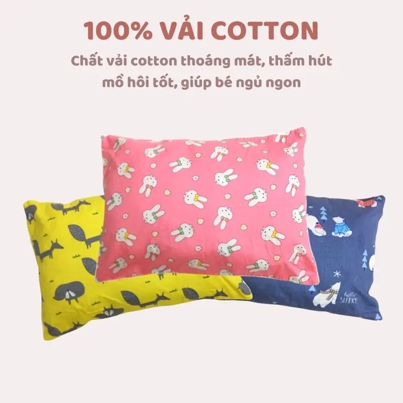 ( Được chọn màu) Gối MUJI COTTON Xuất Nhật cho bé ( 100% bông trắng , vỏ có khoá kéo) 0