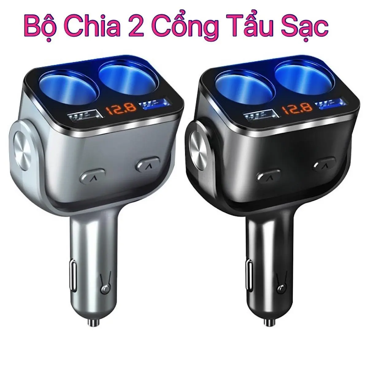 Bộ Chia 2 Tẩu Sạc Trên Xe Hơi Ô Tô Kèm 2 Cổng USB Và 1 Cổng Type C Sạc Nhanh Cho Các Thiết Bị