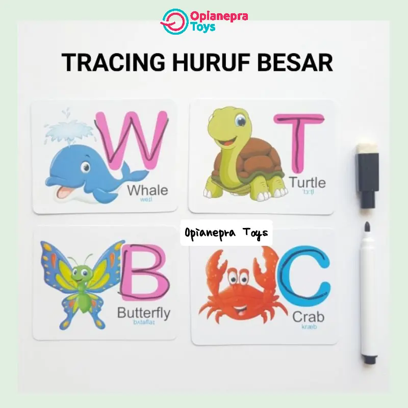Flash Card Kartu Pintar Animal Hewan Binatang Alphabet Alfabet Huruf Glossy Tebal - 40 Lembar 5