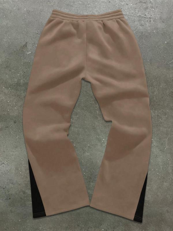 Men's Colorblock Star & Letter Print Drawstring Waist Pants, Regular Fit Street Fashion Pocket Trousers for Fall & Winter, Men's Bottoms for Daily Wear 5