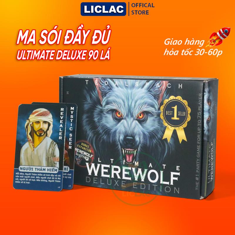 Bài Ma Sói Ultimate Deluxe bản Đầy Đủ 90 Lá Việt Hóa giấy dày chống nước, Board Game Werewolf Cơ Bản + Mở Rộng