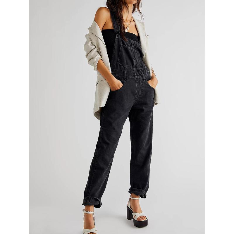 Product Introduction of Women Fashion Denim Long Jumpsuit Casual Spaghetti Strap Wide Leg Romper Pants Summer Baggy Bib Overalls 33