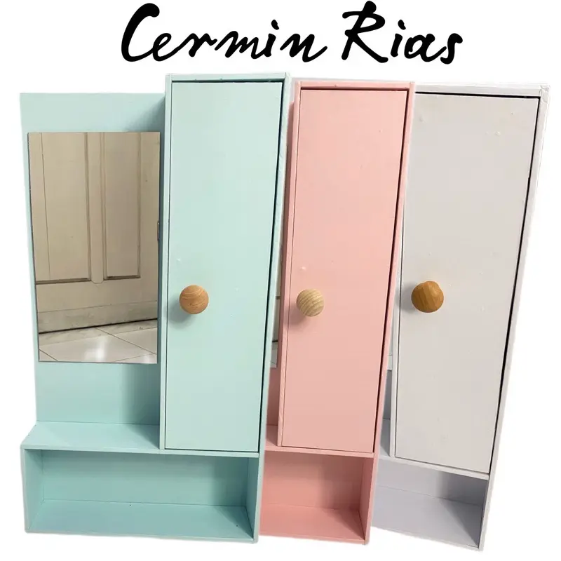 Cermin rias laci SAMPING/cermin laci/cermin model baru/kaca rias/cermin unik/kaca gantung/cermin esthetic/cermin pink hijau biru putih Hadiah