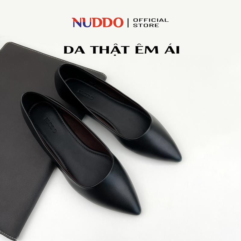 Giày Bệt Nữ Mũi Nhọn Da Thật Cao Cấp, Guốc Nữ Đế Bằng Trơn Siêu Êm NUDDO - NT009 Shoes giay bet