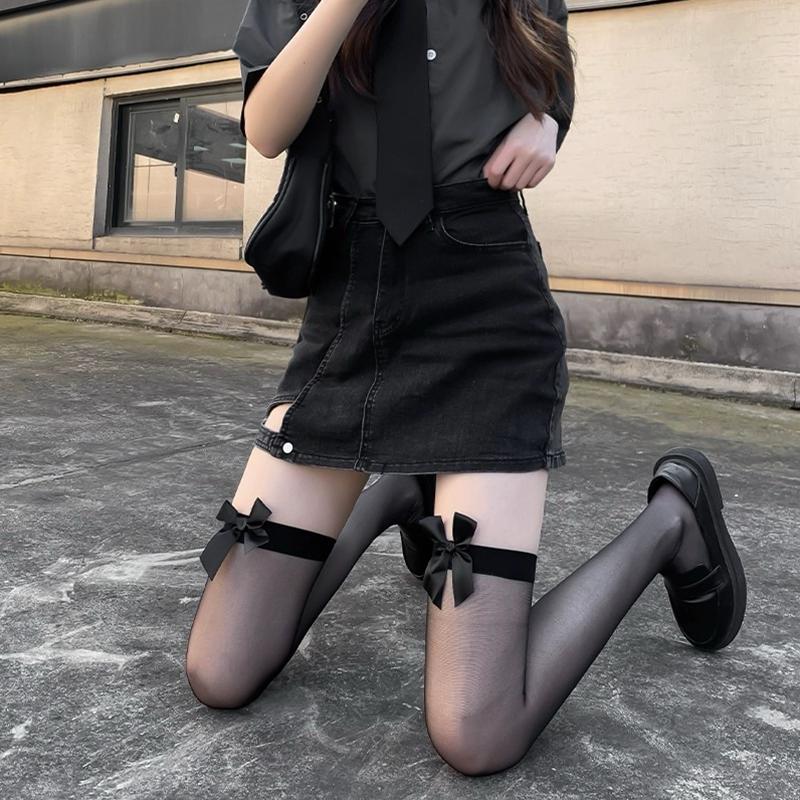 Product Introduction of Women Sheer Thigh High Socks Cute Bows Mesh Stockings over Knee Socks for Streetwear Clothing Accessories Fashion Fit 28