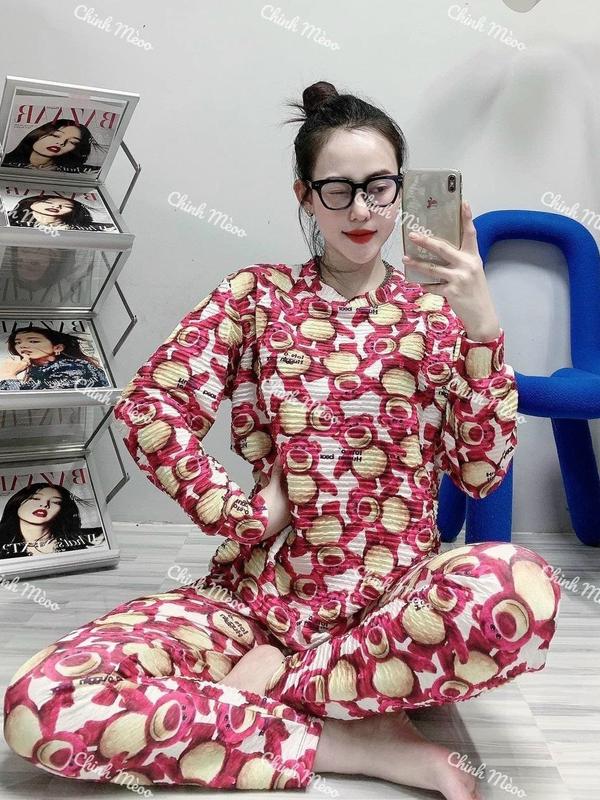 Set Đồ Bộ Nữ Ủ Kem Có Họa Tiết Hoạt Hình Siêu Xinh Bigsize 45-85Kg Top Nữ Women Áo Voi