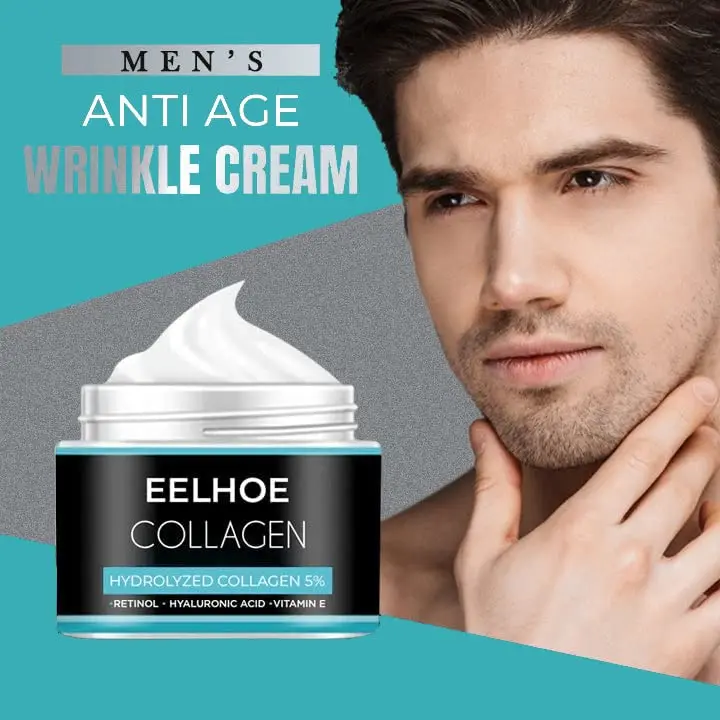 MEN ANTI AGING CREAM EELHOE Collagen Cream, Men's Age Rewind Wrinkle Moisturizing Gel, Moisturizer Anti Oily Face for Men Anti Aging for Men Face Whitening Skin Care for Boys Oil Control Refreshing Cooling Moisturizing  Ocean Energy Mens Facial Cream 30g