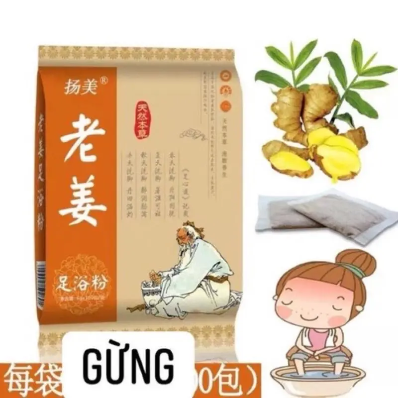 Túi 100 Gói Bột Ngâm Chân Thảo Dược Gừng , Ngải Cứu 7