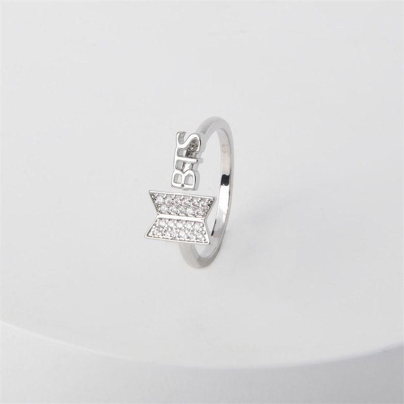 Product Introduction of LL'S|BTS Army Logo Open Ring, Gold Silver, Free gift Box fashionable 18