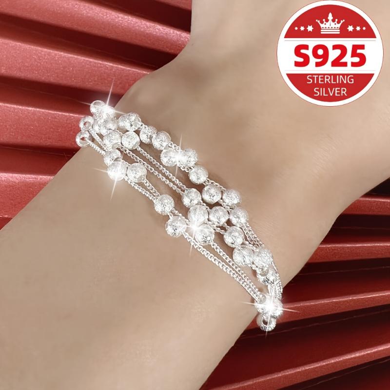 Sterling Silvery 925, Six Chain, Round Bead - Fashionable Elegant Daily Wear Party Jewelry Perfect Feminine Charm Christmas Gift 7