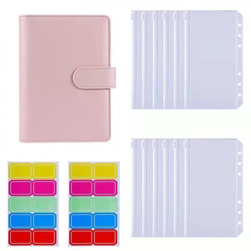 ( Tặng kèm 10 túi zip, giấy note) Sổ tiết kiệm tiền kèm 10 túi zip, quản lý chi tiêu, 6 còng 10 túi zip, giấy note A6, Sổ lập kế hoạch chi tiêu, đựng tiền bìa da Da. Sổ đựng tiền, vật dụng cá nhân