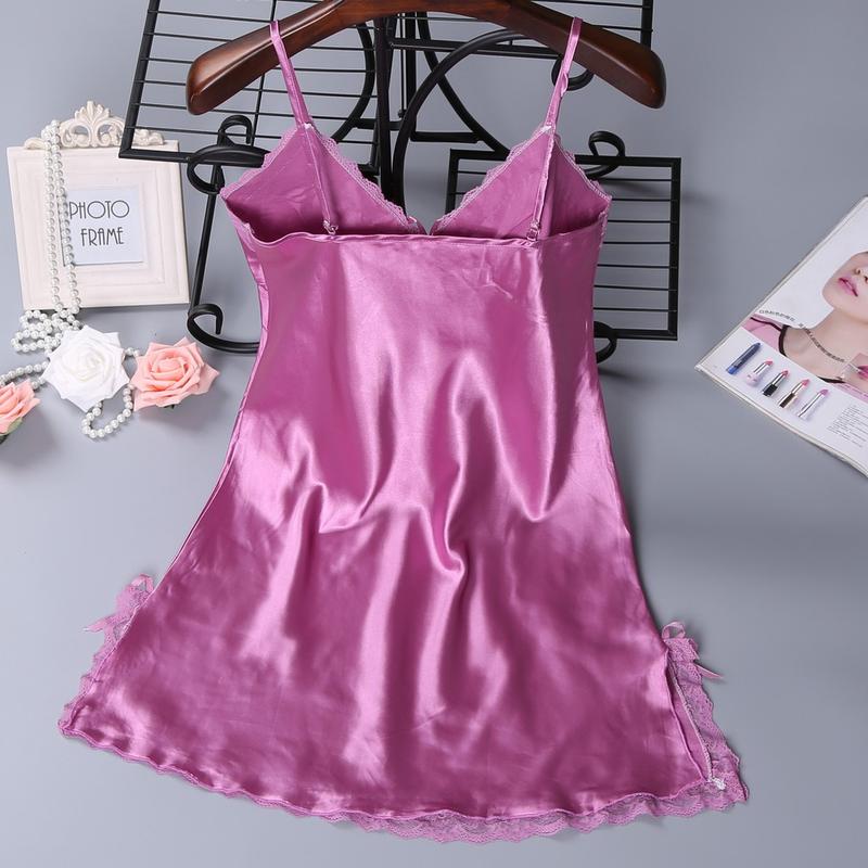 MN Dress Wanita Malam Baju Tidur Wanita Bahan Polyester Polos Santai Gaun Malam Solid Warna Free size  1032 3