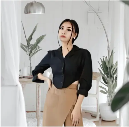 ALLE ATASAN KEMEJA CROP PUFF CHIA LENGAN PANJANG BAJU CROP 2