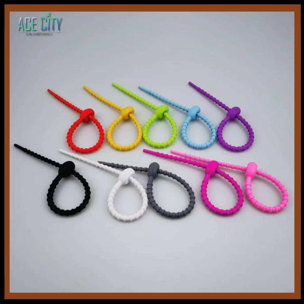 Kabel Ties Warna / Tali Karet Silikon / Pengikat Kabel Multifungsi Ukuran 17cm&21cm 5