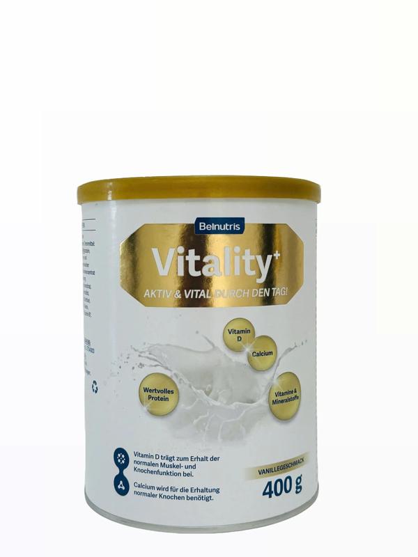 Sữa dinh dưỡng Vitality+, Canxi cao, phù hợp thanh thiếu niên người lớn tuổi, lon 400gr, thơm ngon ít ngọt.