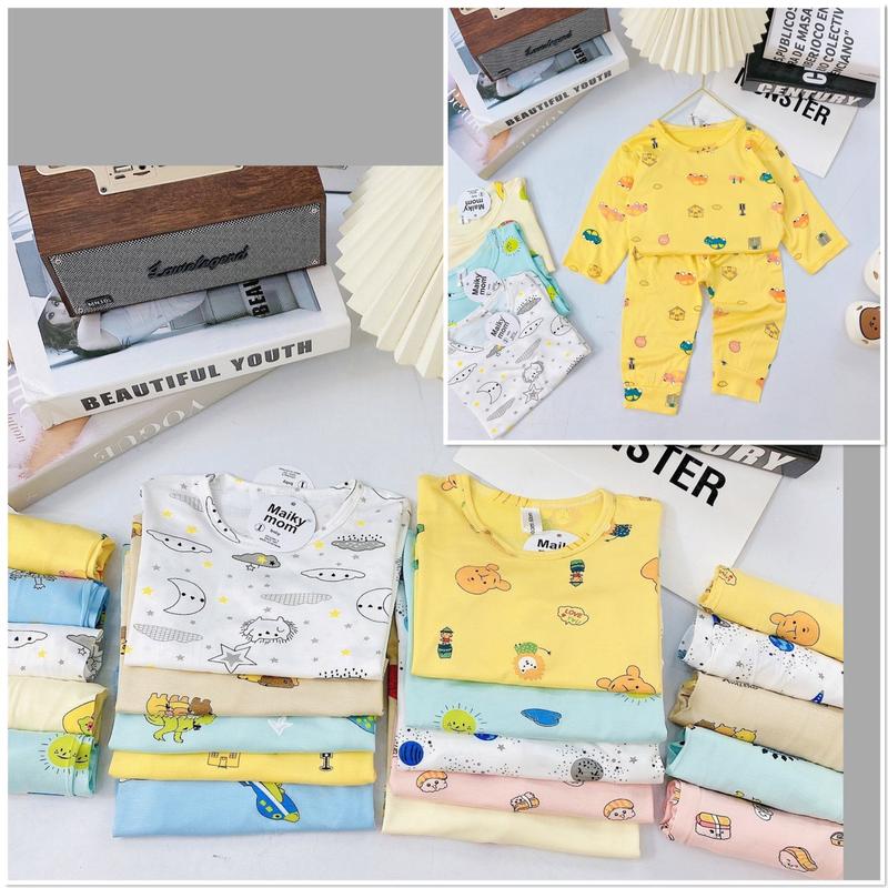 Bộ quần áo dài tay bé trai, bé gái Minky Mom in Họa tiết ngộ nghĩnh (vải thun lạnh) size 3-18kg