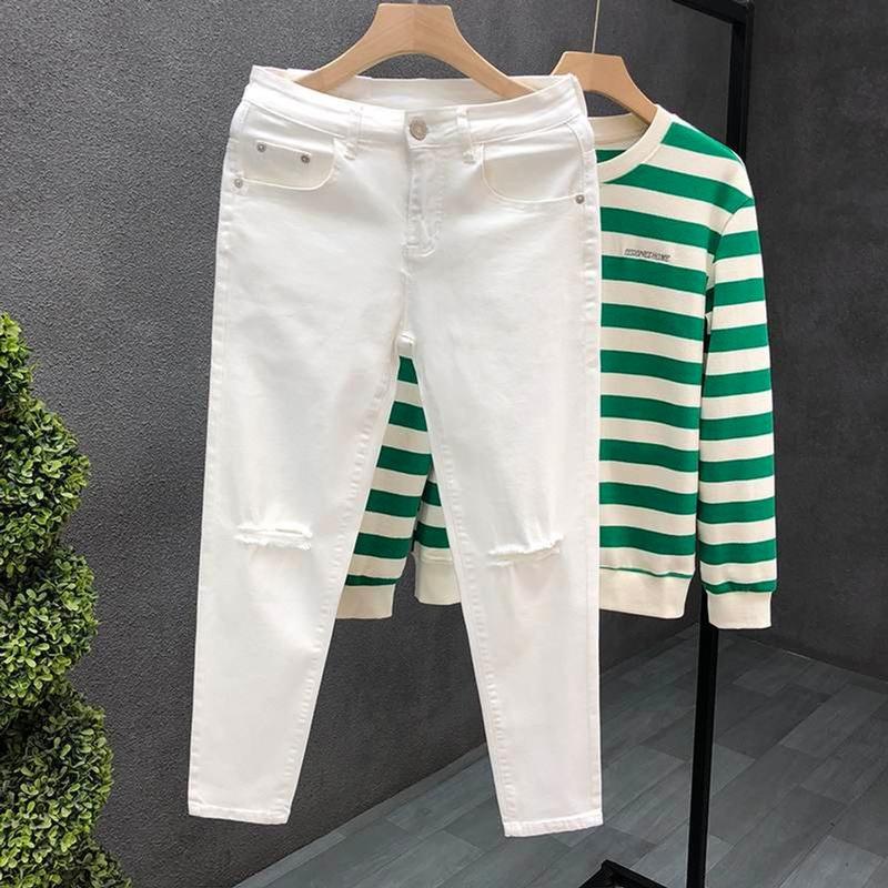 Quần jean nam body trắng đen rách gối - quần bò nam - quần nam đẹp co giãn tốt thời trang cao cấp