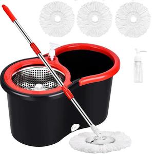 Mop and Bucket Set, 1 Set Spin Mop and Bucket with 3 Counts Microfiber Mop Pad, Household Cleaning Tool for Home Kitchen Bathroom