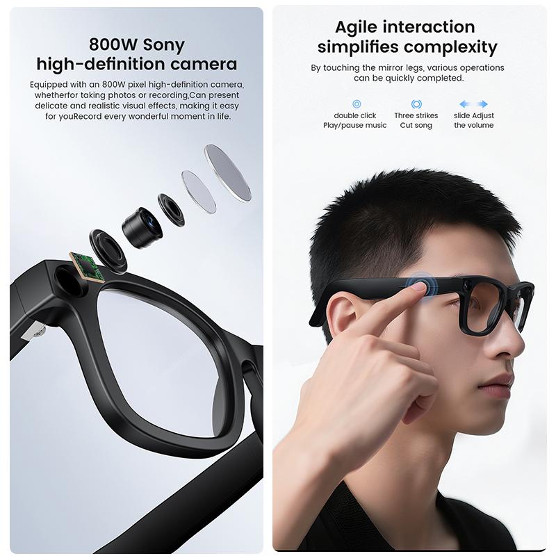 2025 New Smart Glasses Bluetooth Call AI Voice Men Women UV Protective Long Battery Life Music Touch Sound Record Smart Glasses - Image 3