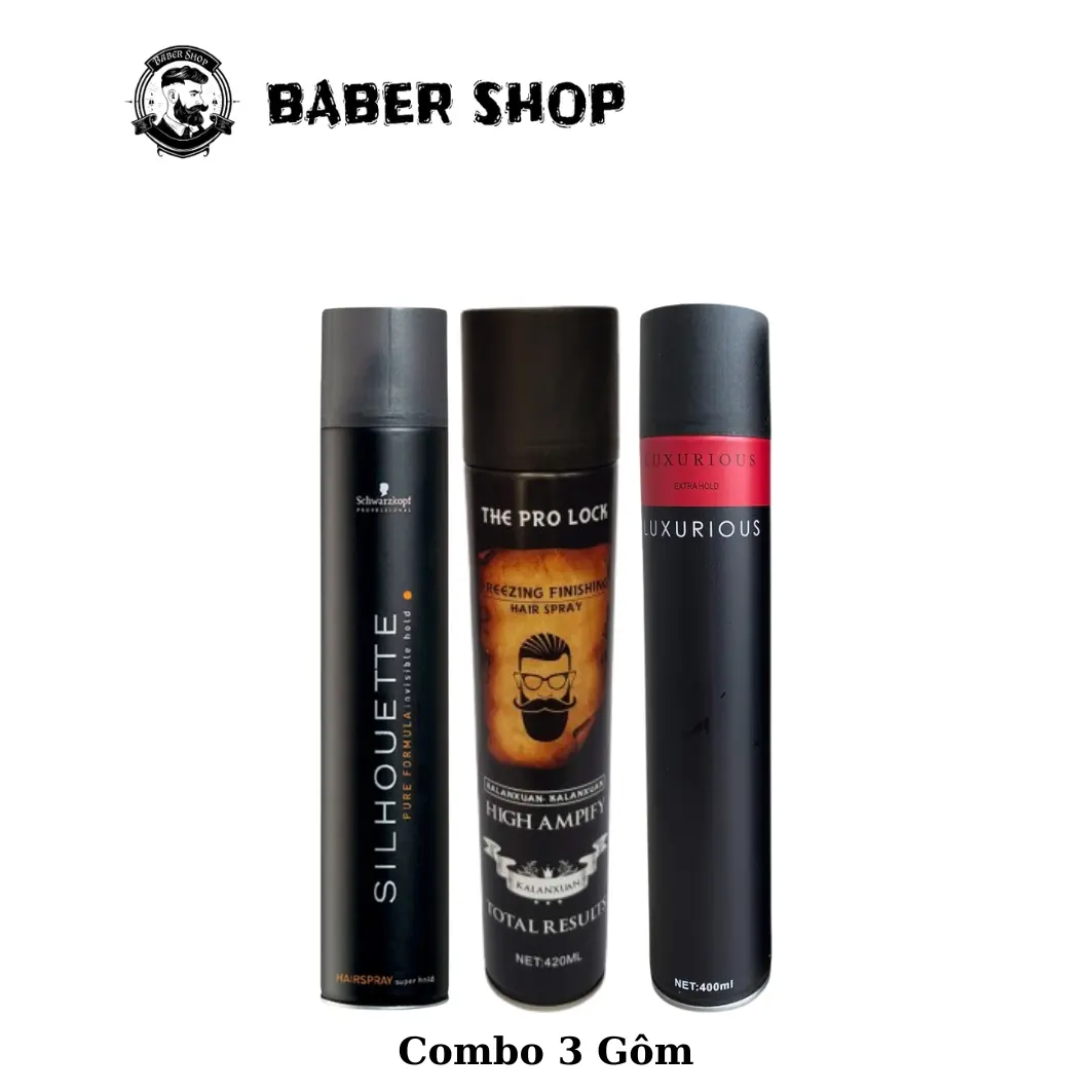 Combo 3 gôm xịt tóc kèm lược tạo kiểu giữ nếp lưu hương cả ngày chai  xịt
