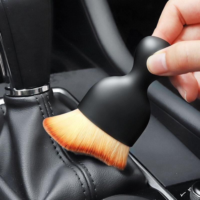 Chổi quét mini đầu cong sợi lông mềm dùng vệ sinh bụi bẩn nội thất ô tô, bảng điều khiển, cửa thoát khí, có nắp bảo vệ 7