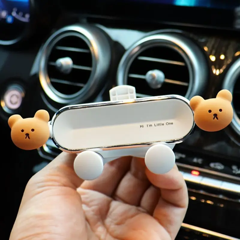 Car Air Outlet Phone Holder, 1 Count Creative Cute Cartoon Rabbit & Bear & Flower Pattern Decorative Car Phone Support Rack, Car Interior Accessory, Car Accessories 4
