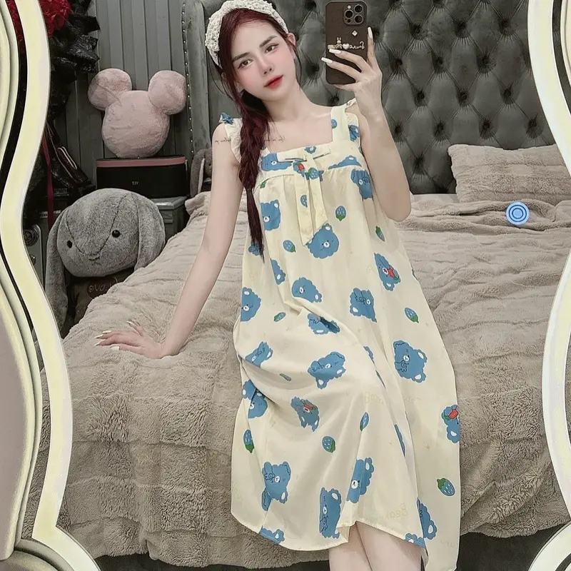 Đầm 2 dây cánh tiên chất lụa mango phom từ 40-70kg Nhung Dress Đầm Ngủ 4
