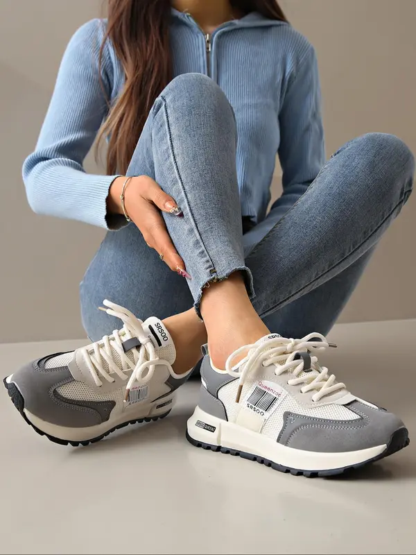 Women's Fashionable Lace Up Sneakers, Casual Comfortable Breathable Sports Running Shoes, All-match Round Toe Shoes for Daily Wear 3