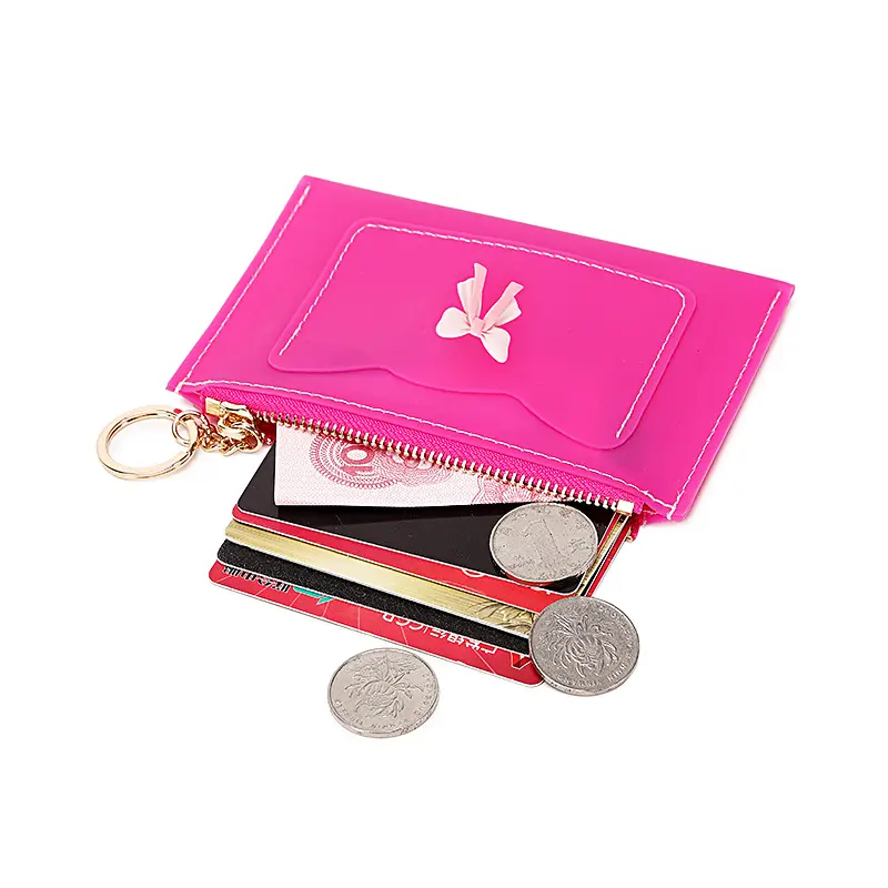 Coin Purse Ladies Cute Small Wallets Student Triple Fold Card Holder Girl ID Bag Portable Mini Wallet with Keyring