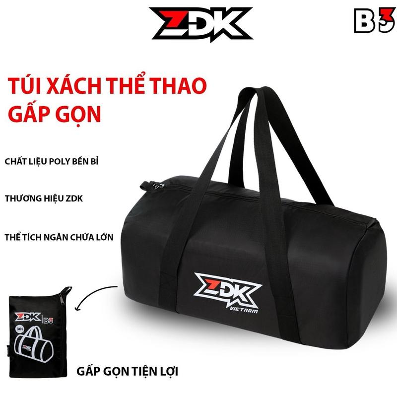 Túi xách Túi trống thể thao du lịch ZDK B3 cao cấp chống thấm nước chính hãng giá rẻ gấp gọn 30L 2 ngăn khoá kéo đựng hành lý quần áo giày bóng phụ kiện bền xịn đẹp tốt mẫu mới