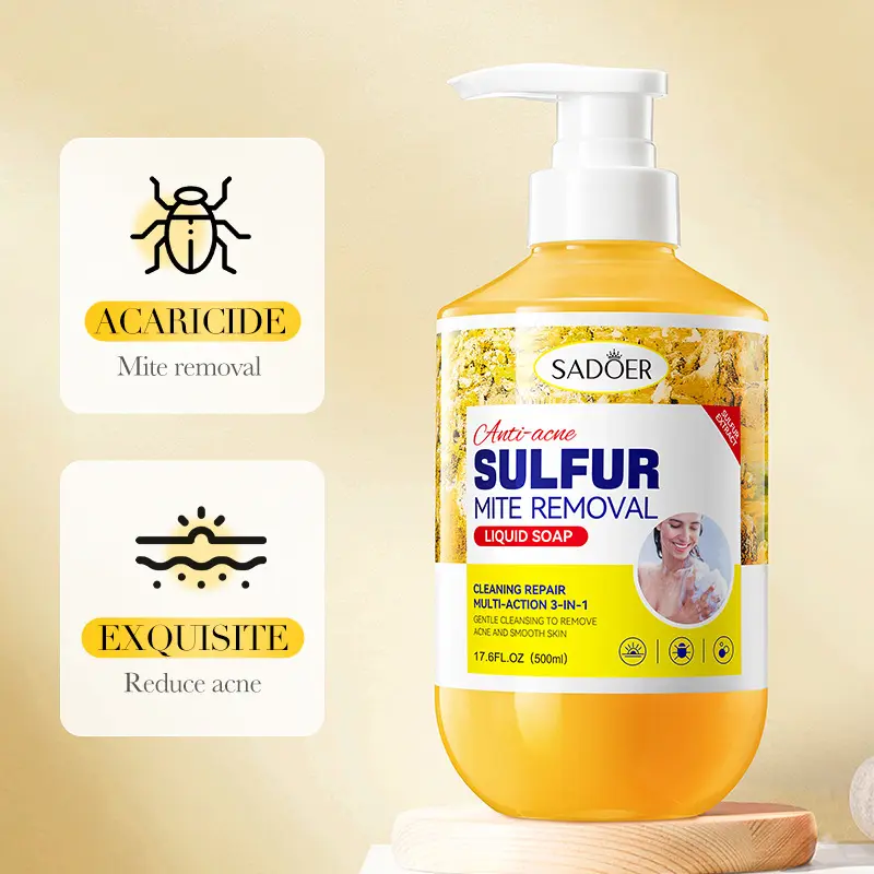 Sadoer Sulfur Anti-Mite Shower Gel Deep Cleansing Body Bath Lotion