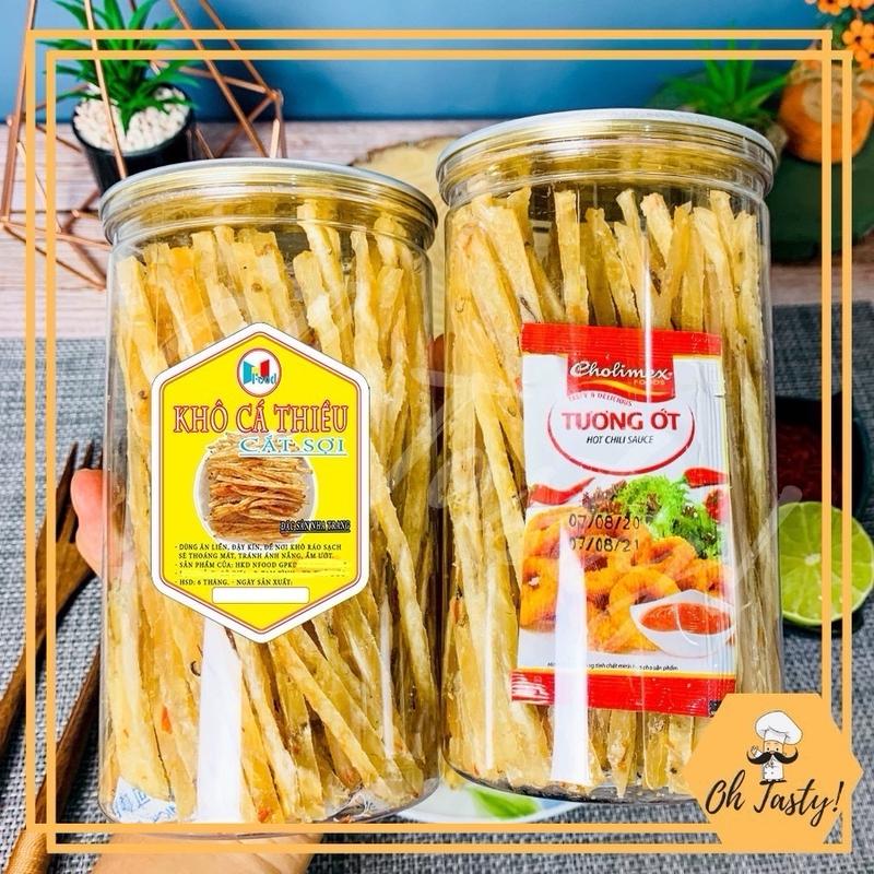 Lon 250G Khô cá thiều que - Cá Thiều Cắt Sợi Tẩm Gia Vị Ăn Liền