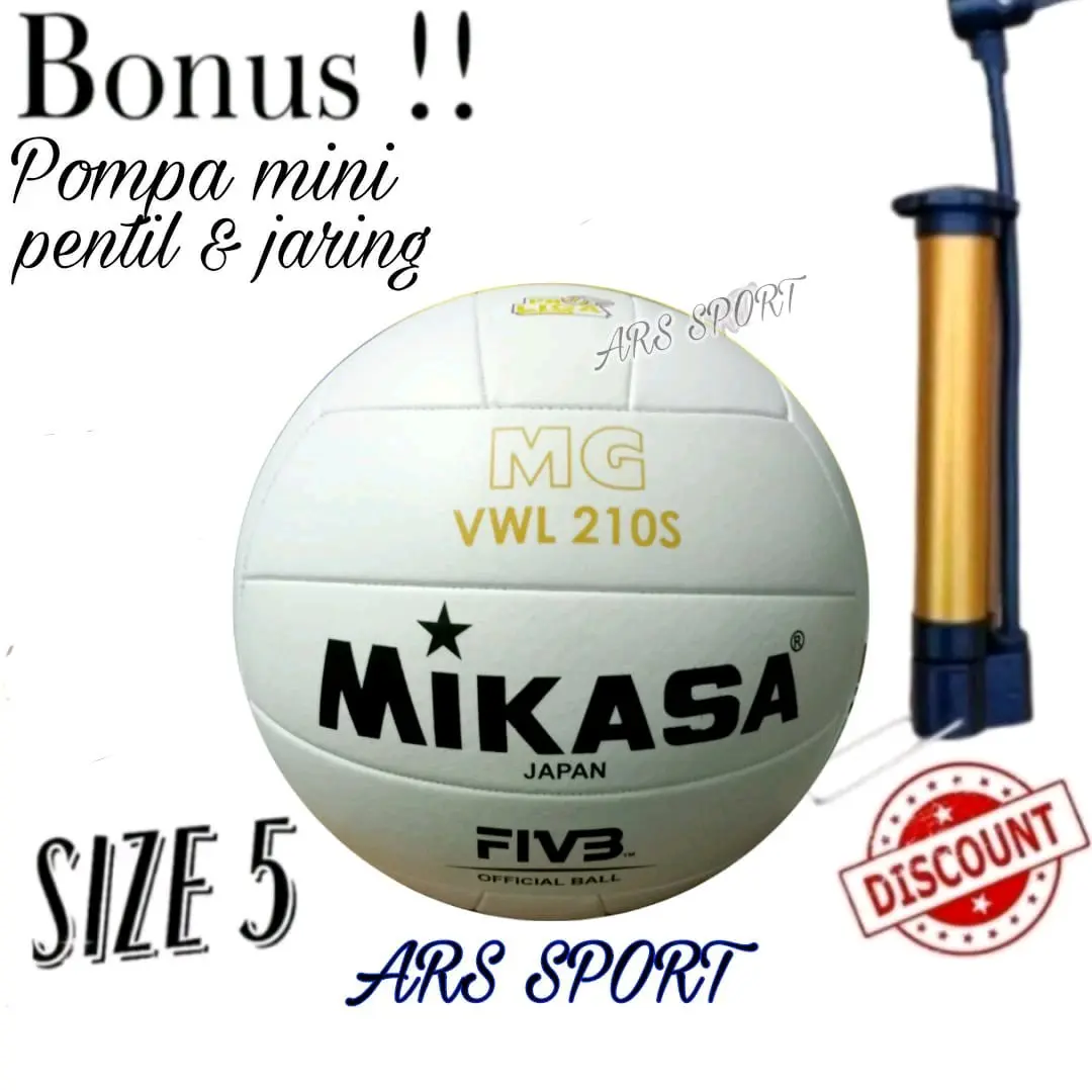 BOLA VOLLY MIKASA MG VWL 210S KUALITAS ORIGINAL JAHIT MESIN 100% REPICT Pompa Ball