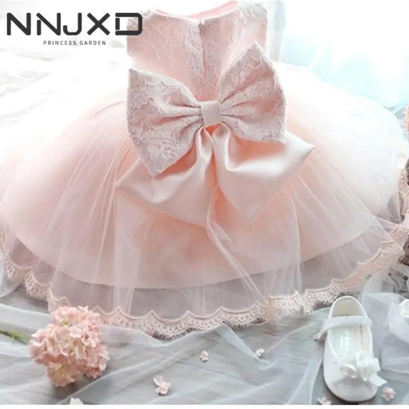 Girls' Children's Clothes 0-24 months Newborn Baby Girl Lace Baptism Tutu wer Sleeveless White Christening for Wedding Birthday