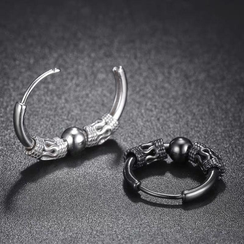 Bông Tai Punk Rock, Dành Cho Nam Và Nữ, Thép Không Gỉ Không Gây Dị Ứng, Vàng 18K, Đen, Bạc Sterling S925 Bông Tai Rồng / Khủng Long Cá Tính 0