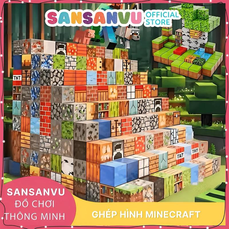 (50 TẶNG 5) Đồ Chơi Khối Nam Châm Minecraft DIY Khối Xây Dựng Mô Hình Giáo Dục Trẻ Em Từ Tính