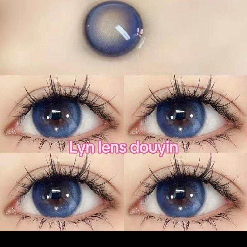   Lens Cận & 0 độ - Kính áp tròng xanh tím không viền trong trẻo giãn nhẹ  Creamy blue - 0 đến 7 độ  