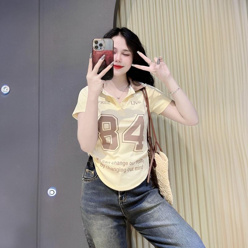 Product Introduction of Áo Thun In Phối Vải Thun Tăm 45- 90Kg Bigsize Dễ Thương Top Nữ Women Cổ Tròn - B.1370 23