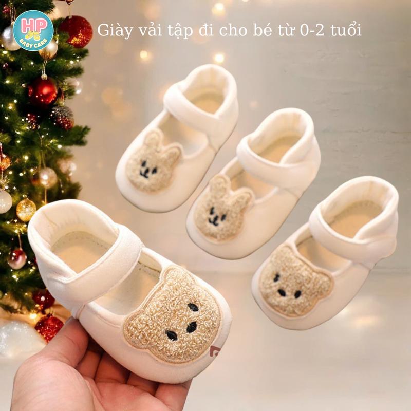 Giày tập đi cho bé trai 0 - 2 tuổi, siêu nhẹ cotton mềm mại đế mềm chống trượt quai dán ngang, giày vải búp bê bé gái Kem Cao Su Sandal labubu giay sosinh dép khổng giày búp bê đỏ capy . vơ trẻ body mèo quanao tresosinh định betrai tet trần sục rọ bososin