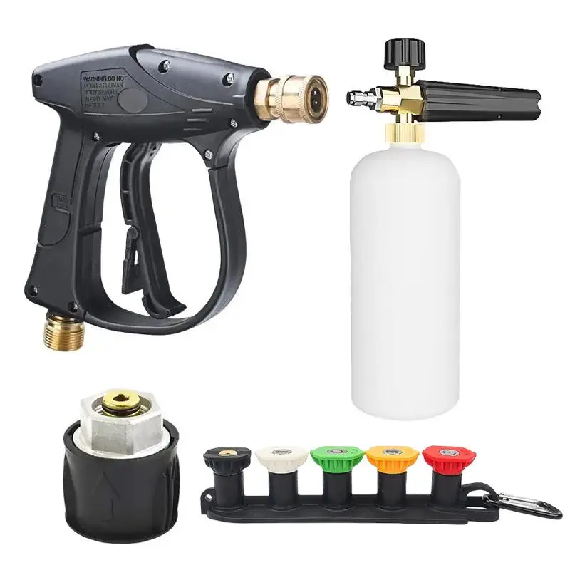 High-pressure Car Water & Foam Sprayer Set, 5-color Nozzles with Rubber Base, 1/4" Quick Connect & M22-14 Adapter for Karcher K-Series, Car Washing & Maintenance Tool, Cleaning
