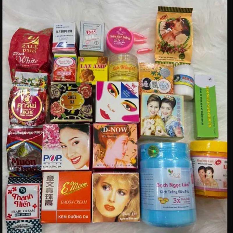 Như hình combo kem Body Trắng da nguyên liệu trộn kem cốt Thanh hiền