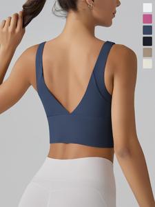 Sujetador deportivo de color sólido para mujer, cómodo y transpirable, ropa deportiva para damas para correr, gimnasio y yoga
