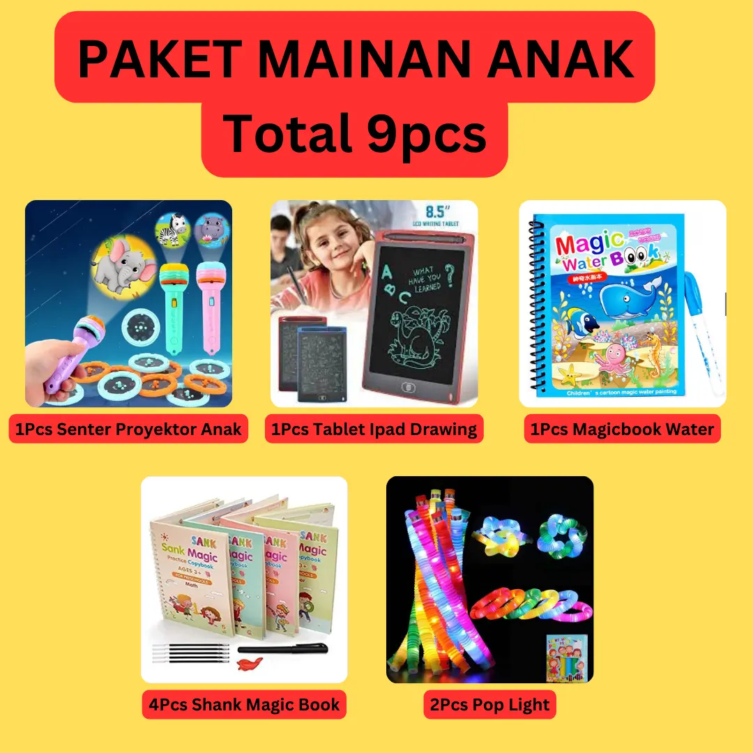 RANTOYS PAKET MAINAN EDUKASI ANAK VIRAL ISI 9Pcs BONUS EMAS