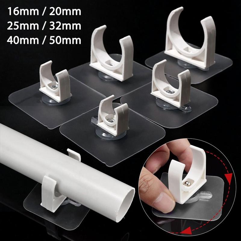 Product Introduction of 1/5Pcs New Punch-free Self-adhesive Pipe Clamp Garden Irrigation Aquarium Fish Tank Water Tube Holder 16/20/25/32/40/50mm Watering Adapter Tube Clip Connector 16