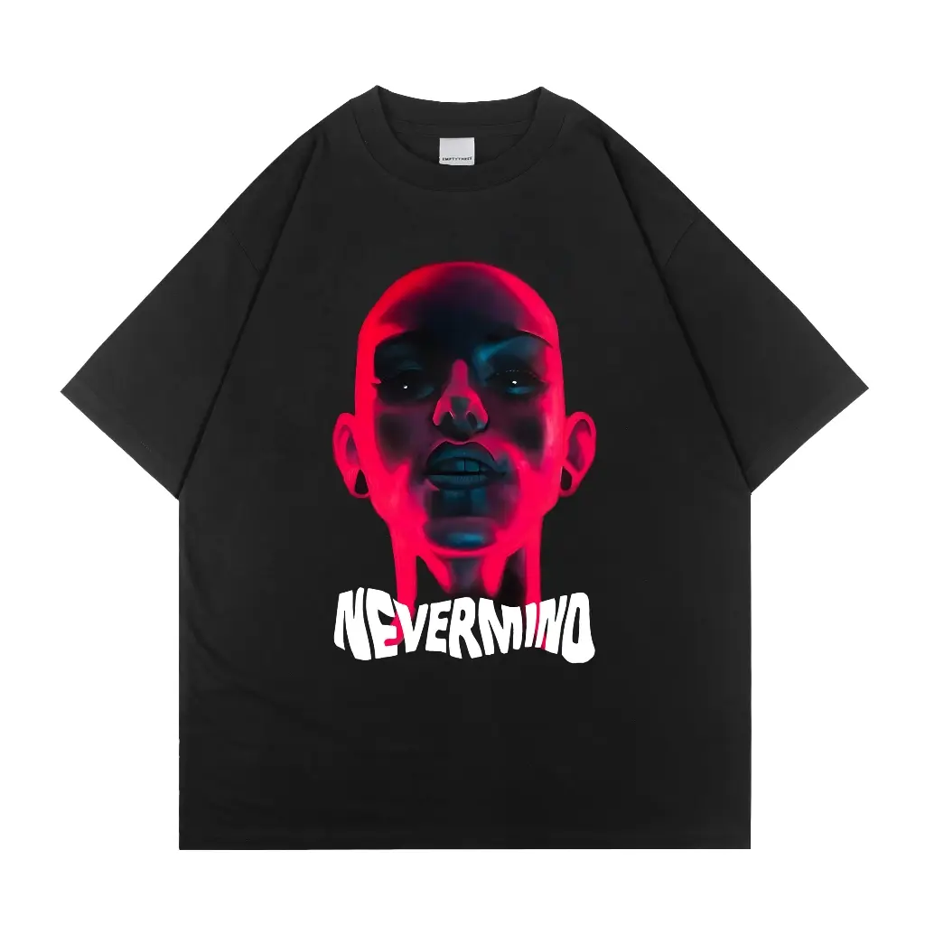 EMPTYTHREE Tshirt Oversize NEVERMIND Baju Combed Panjang Kaos