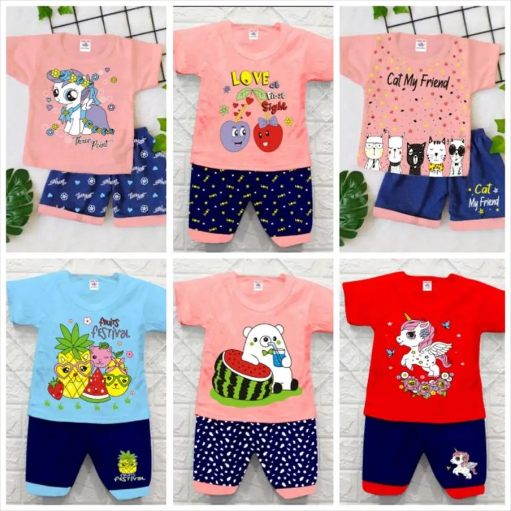 Setelan pendek anak perempuan setelan anak cewek baju harian anak pakaian anak 1-4tahun
