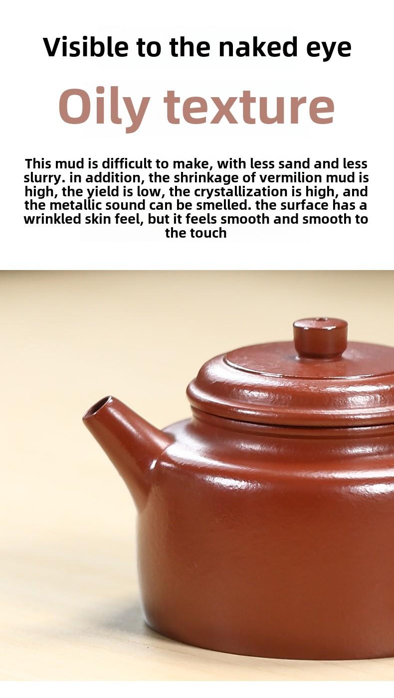 Product Introduction of # Zisha Teapot# Life-Long Fidelity Yixing Zisha Teapot Handmade Famous Authentic Tea Size Capacity Tea Set Suit Yixing Zisha Teapot Wrinkled Cinnabar Single Tea Making Dezhong Teapot 6