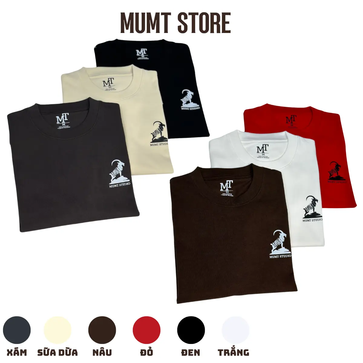 Áo Thun Nam Nữ logo chú dê thương hiệu MUMT  Basic T-shirts Basic Unisex 100% cotton 250GSM - Nhiều màu sắc , Cổ Tròn Menswear