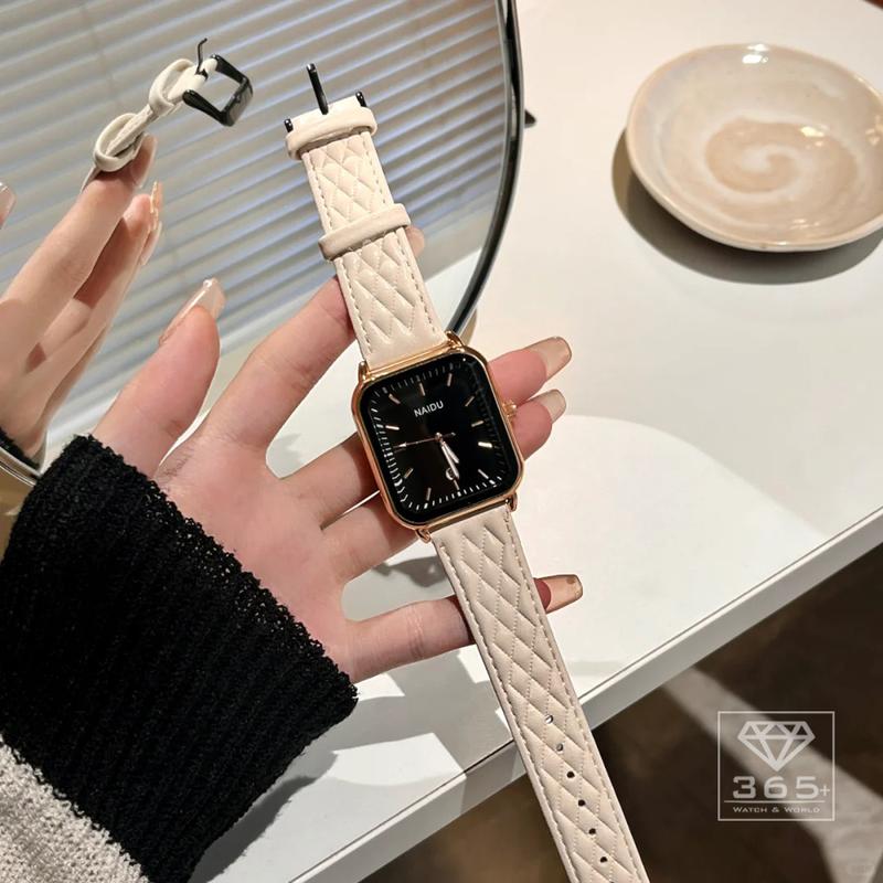 Đồng Hồ Nữ Mặt Vuông NADU Dây Da Bò Phong Cách Hàn Quốc Hiện Đại Hợp Xu Hướng