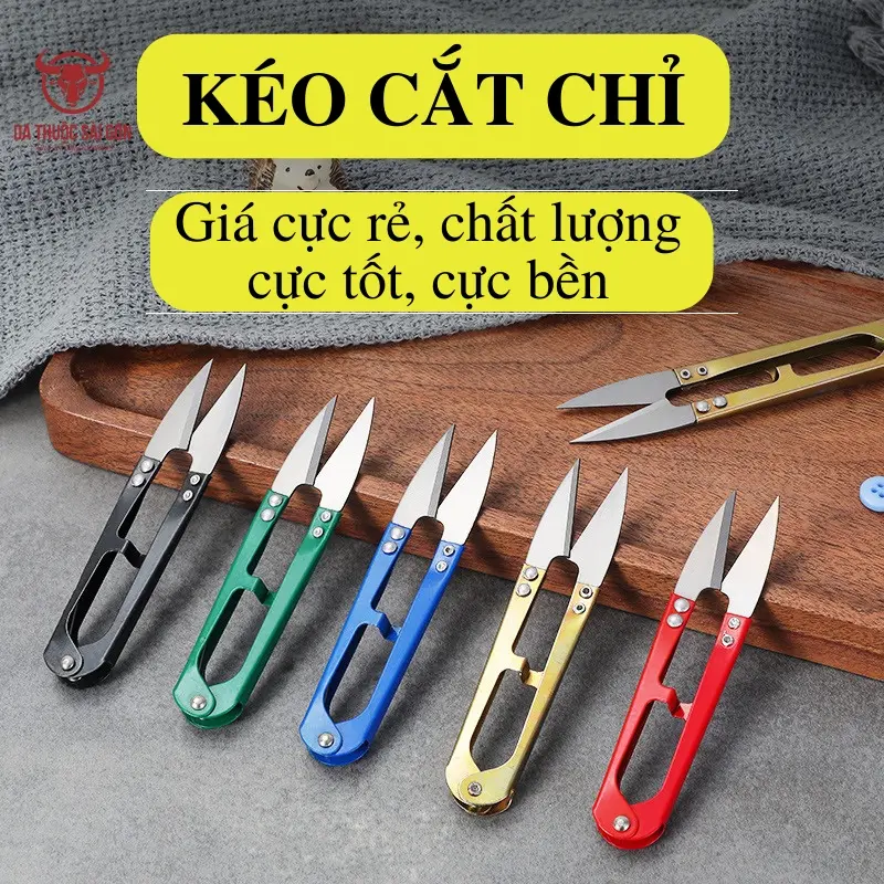 Kéo cắt chỉ may, kéo bấm chỉ siêu sắc bén cán kim loại nhiều màu – KCC-03